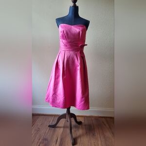 Strapless Fuchsia Prom Dress with Waist Detail